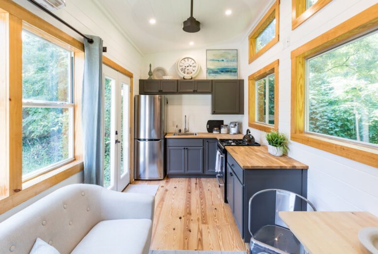 Buy a 32 foot mobile tiny house with main floor bedroom