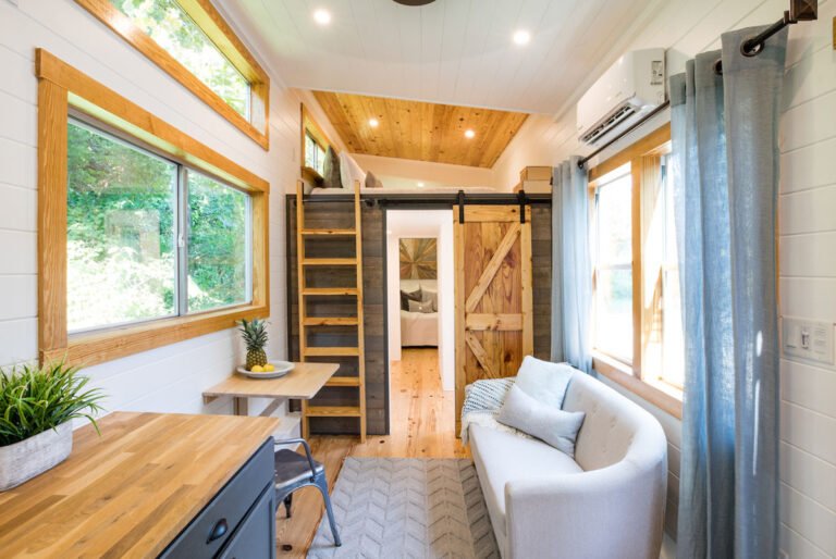 Buy a 32 foot mobile tiny house with main floor bedroom