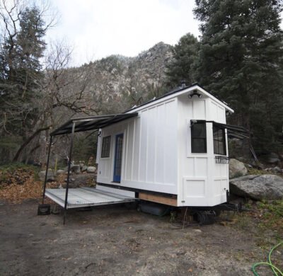 bright tiny house on wheels